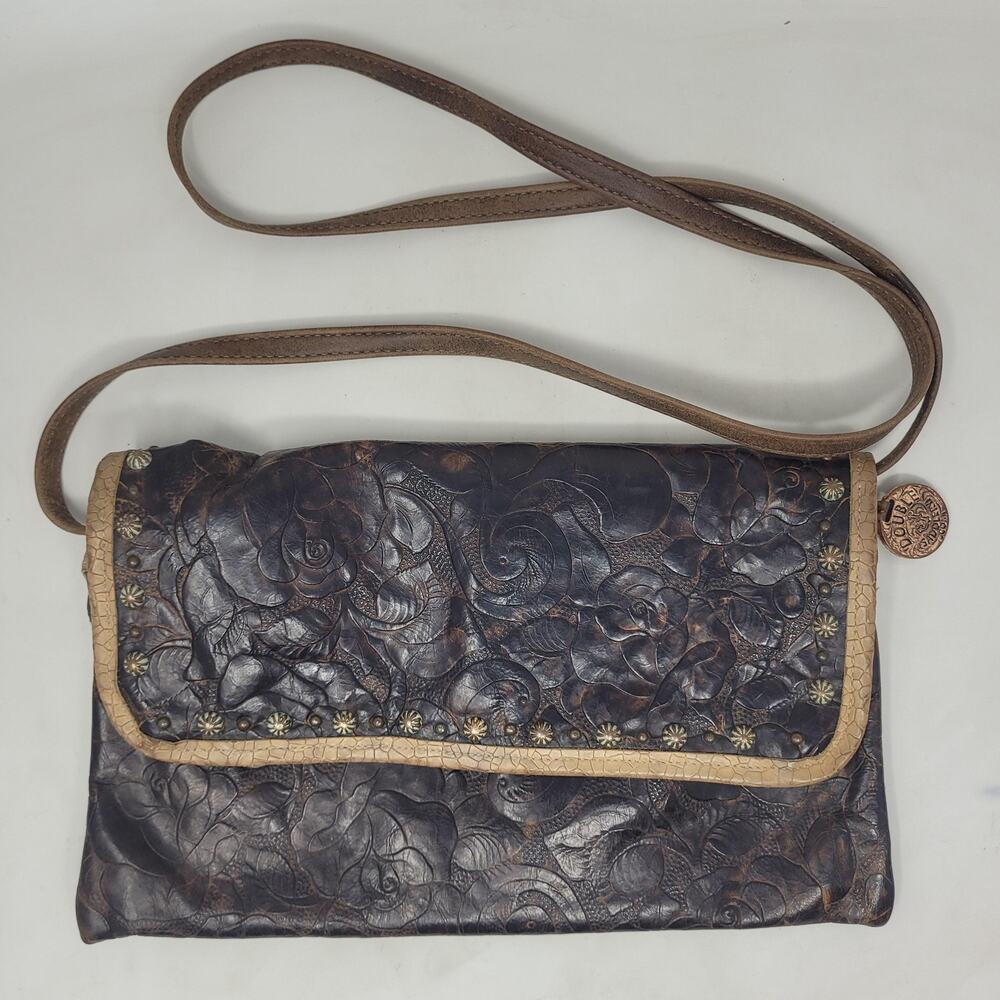 Double J Saddlery Crossbody Bag Vintage Rose Floral Tooled Western Boho‎ Clutch